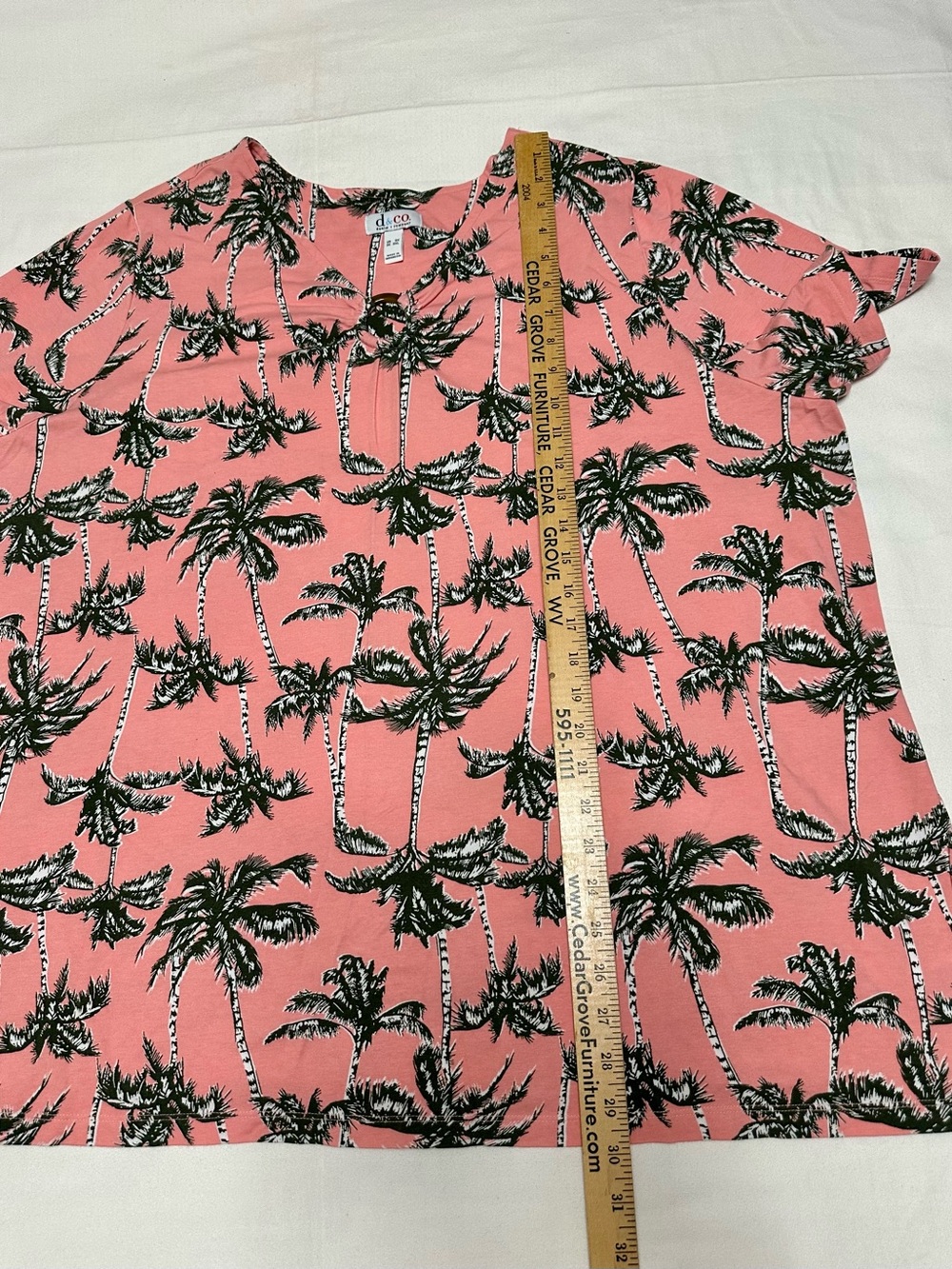 Denim & Co. Women’s Coral Palm Tree Print Top - 3X - Picture 5 of 5